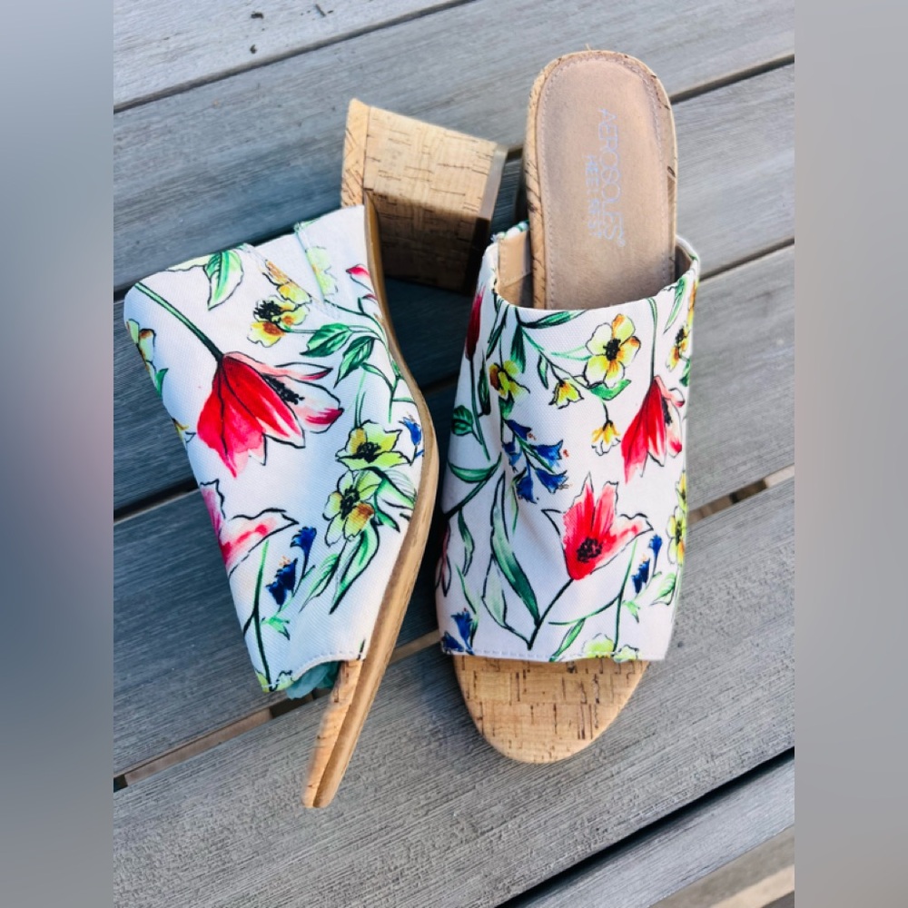 Aerosoles Cork Heel Slides Size 10 Medium